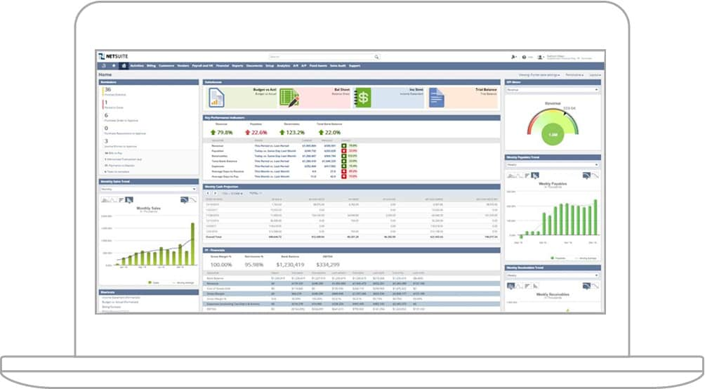 NetSuite 财务仪表板